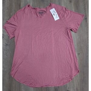 Crazy Train Pink Short Sleeve V Neck Shirt Women L- NWT